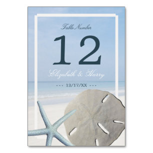 Sand Dollar och Starfish Beach Wedding Bordsnummer