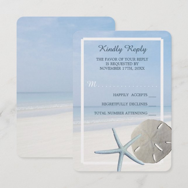 Sand Dollar och Starfish Beach Wedding OSA Kort (Fram/baksida)