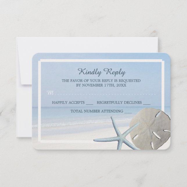 Sand Dollar och Starfish Beach Wedding OSA Kort (Framsida)