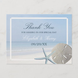 Sand Dollar och Starfish Beach Wedding Tack Vykort