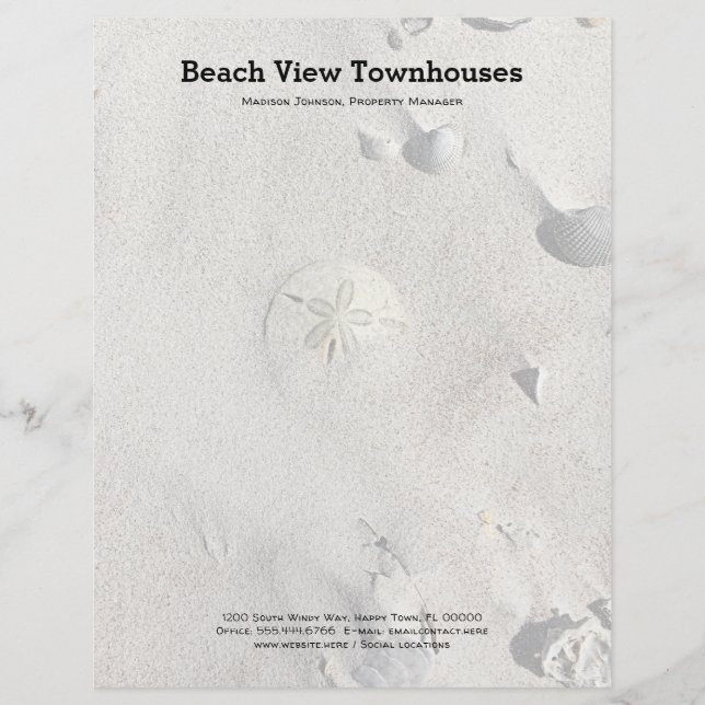 Sand Dollar on Beach Office Letterhead Papper (Framsida)