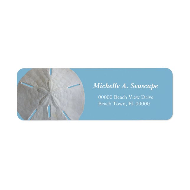 Sand Dollar on Light Blue Returadress Etikett (Framsidan)