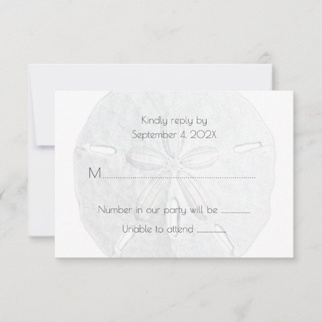 Sand Dollar OSA Simple Neutralt Beach Wedding Kort (Framsida)