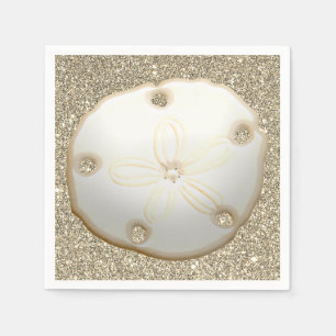 Sand-dollar på strand i glatt guld pappersservett