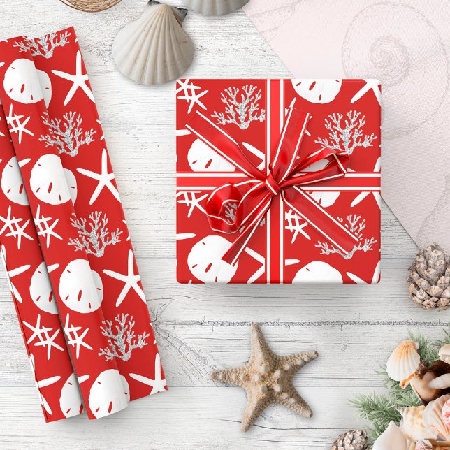 Sand Dollar Red Presentpapper (Skapare uppladdad)
