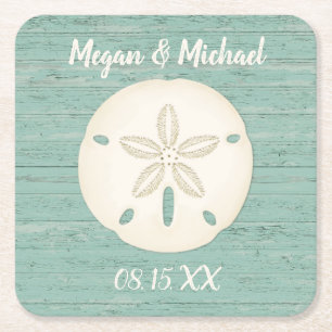 Sand Dollar Rustic Beach Underlägg Papper Kvadrat