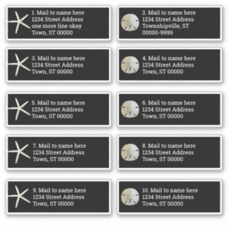 Sand Dollar Sea Stars Black Individual Mailing Klistermärken