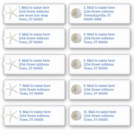 Sand Dollar Sea Stars White Individer Mailing Klistermärken