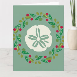 Sand Dollar Seashell Christmas Wreath Kort