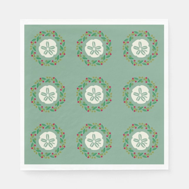 Sand Dollar Seashell-julfransfransfrand Pappersservett (Framsidan)