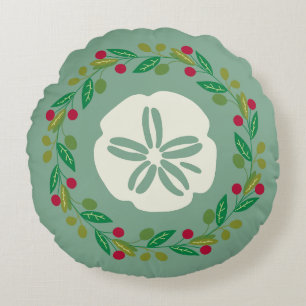 Sand Dollar Seashell-julfransfransfrand Rund Kudde