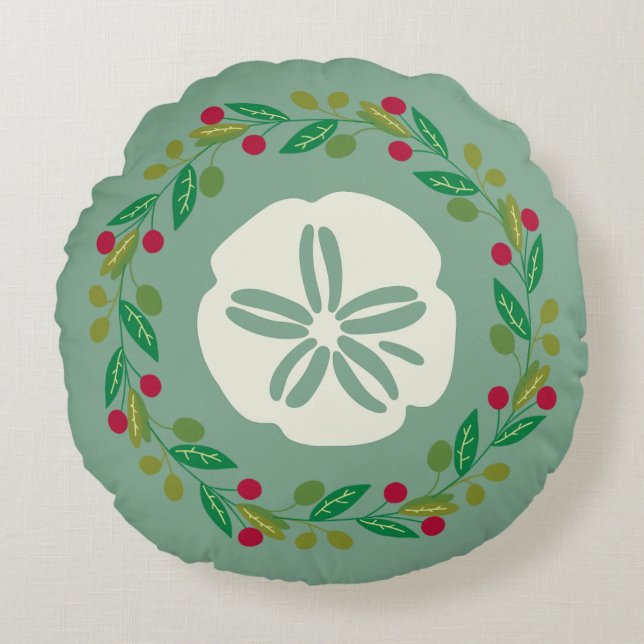 Sand Dollar Seashell-julfransfransfrand Rund Kudde (Framsidan)