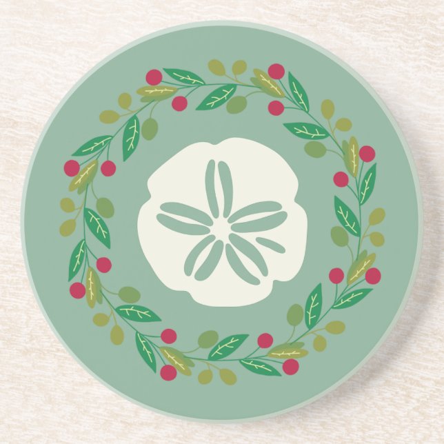 Sand Dollar Seashell-julfransfransfrand Underlägg (Framsidan)