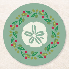 Sand Dollar Seashell-julfransfransfrand Underlägg Papper Rund