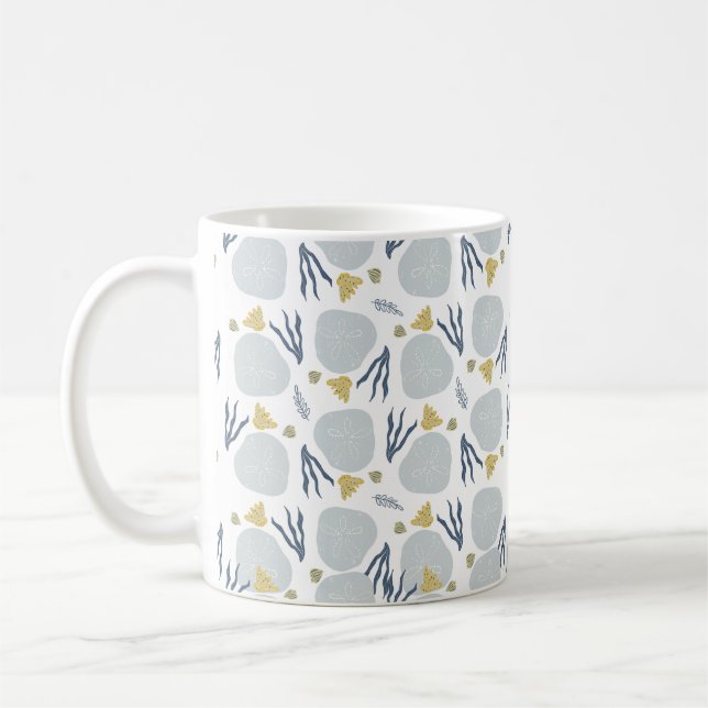 Sand Dollar Seashells Beach Mönster Beach Kaffemugg (Vänster)
