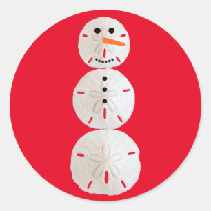 Sand Dollar Snögubbe Runt Klistermärke
