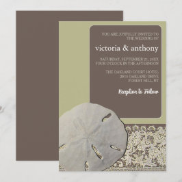 Sand-dollar Snöre, Vintage Beach Wedding Inbjudningar