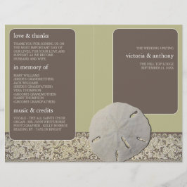 Sand-dollar Snöre, Vintage Beach Wedding Programme