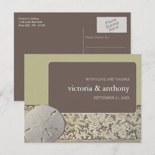 Sand-dollar Snöre, Vintage Beach Wedding Tack Vykort