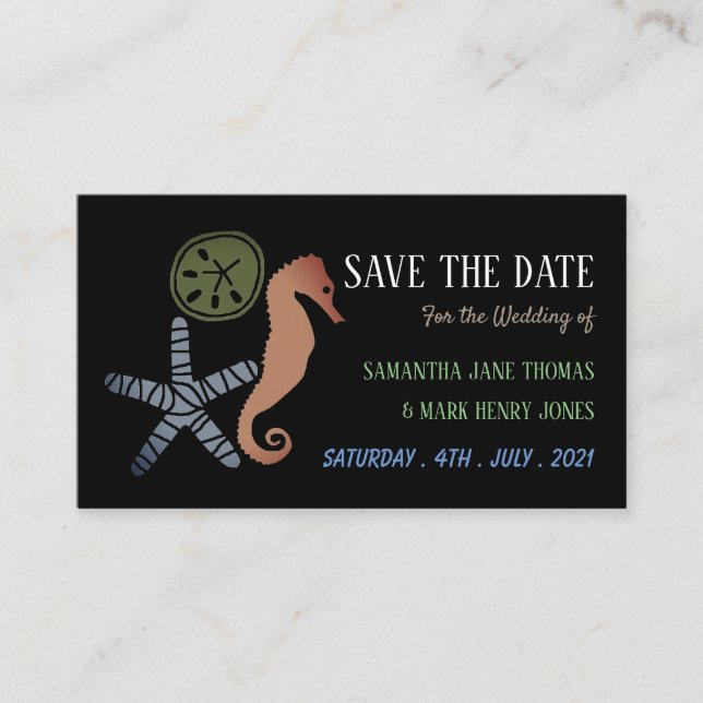 Sand Dollar, Starfish och Seahorse, Save the Date Tilläggskort (Framsida)