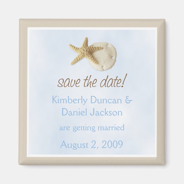 Sand Dollar & Starfish Spara datum Magnet (Framsidan)