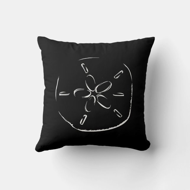 Sand Dollar Teckning Black Kudde (Baksida)