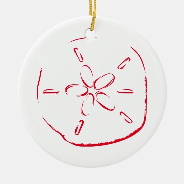Sand Dollar Teckning jul jul Julgransprydnad Keramik (Framsidan)