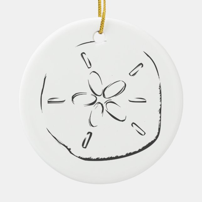 Sand Dollar Teckning Julgransprydnad Keramik (Framsidan)