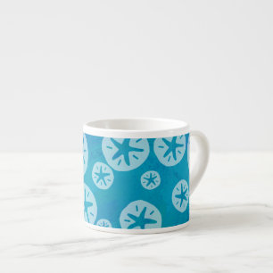 Sand Dollar White och Blue Mönster Espressomugg