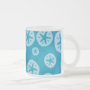 Sand Dollar White och Blue Mönster Frostad Glasmugg