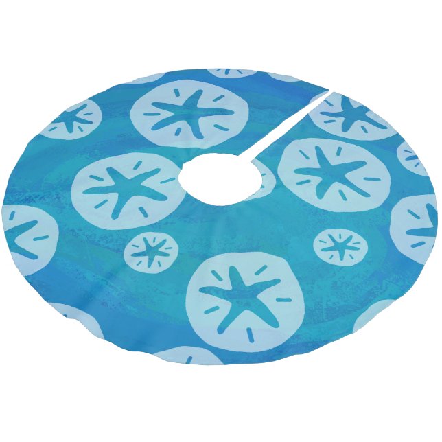 Sand Dollar White och Blue Mönster Julgransmatta Borstad Polyester (Vinklad)