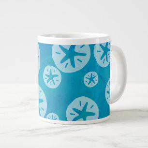 Sand Dollar White och Blue Mönster Jumbo Mugg