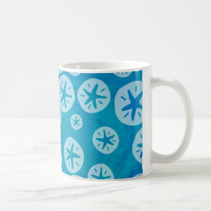 Sand Dollar White och Blue Mönster Kaffemugg