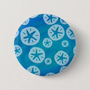 Sand Dollar White och Blue Mönster Knapp