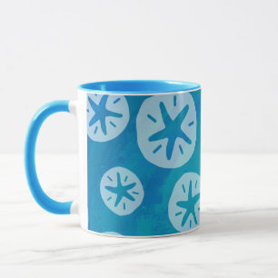 Sand Dollar White och Blue Mönster Mugg