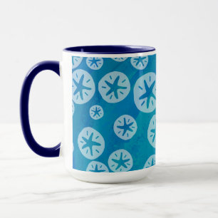 Sand Dollar White och Blue Mönster Mugg