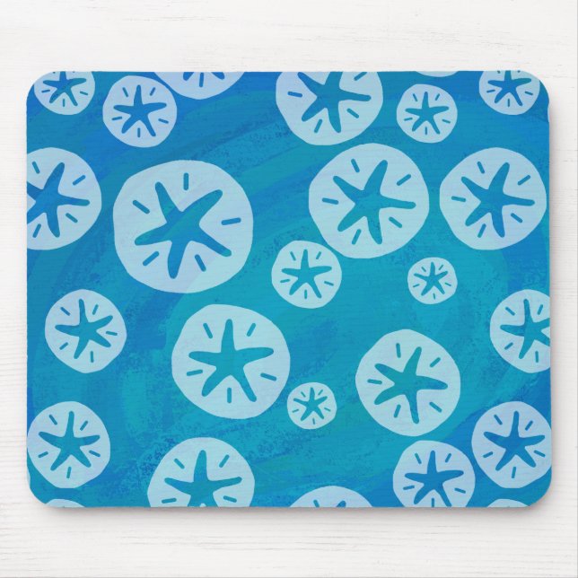 Sand Dollar White och Blue Mönster Musmatta (Framsidan)