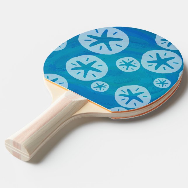 Sand Dollar White och Blue Mönster Pingisracket (Ryggvinkel)