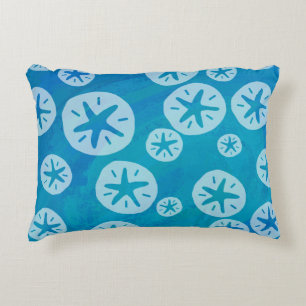 Sand Dollar White och Blue Mönster Prydnadskudde