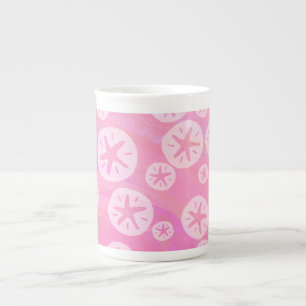 Sand Dollar White och rosa Benporslin Mugg