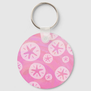 Sand Dollar White och rosa Nyckelring