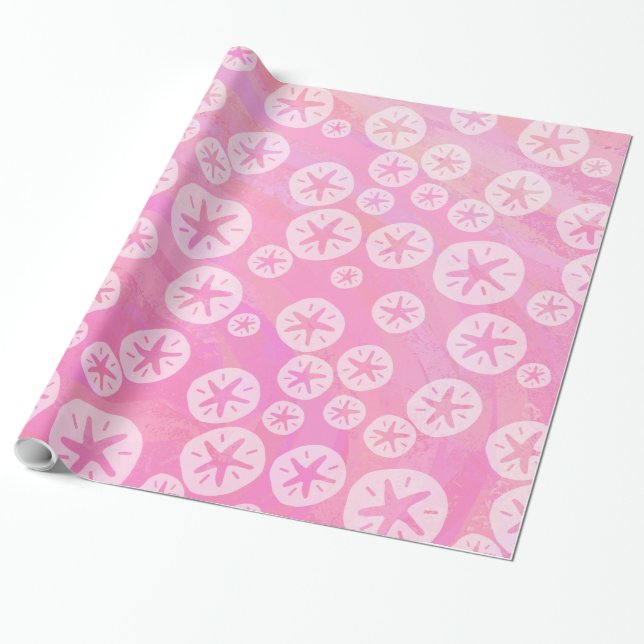 Sand Dollar White och rosa Presentpapper (Utrullad)