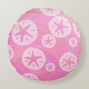 Sand Dollar White och rosa Rund Kudde
