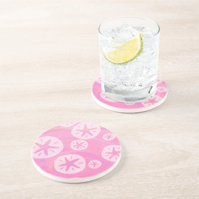 Sand Dollar White och rosa Underlägg (Sidan)