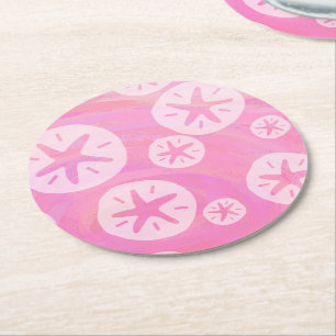 Sand Dollar White och rosa Underlägg Papper Rund