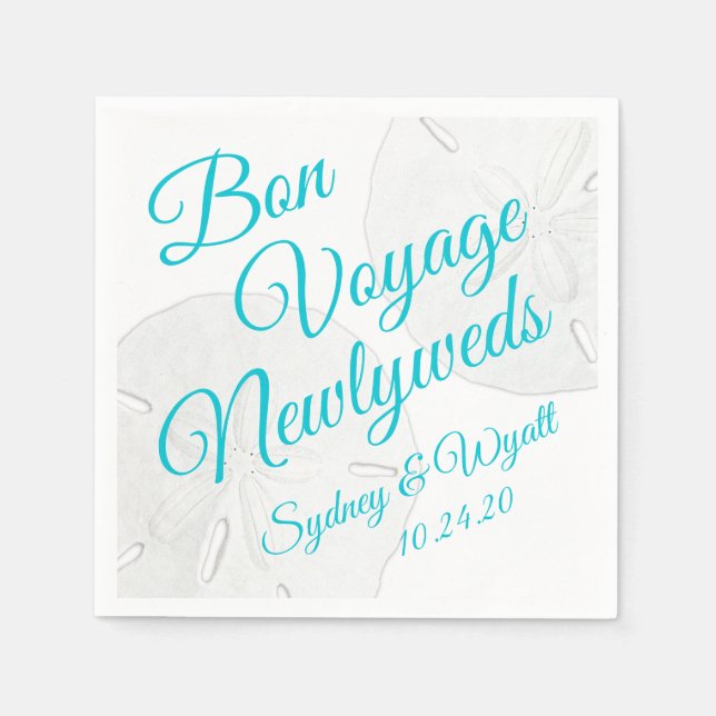 Sand Dollars Personligt bröllp Breakfast Napkins Pappersservett (Framsidan)