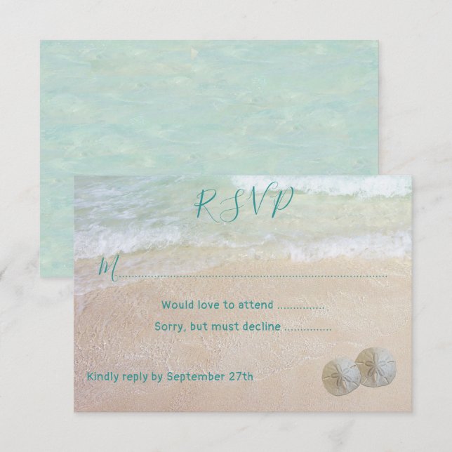 Sand Dollars RSVP Strandscen Bröllop RSVP Inbjudningar (Fram/baksida)