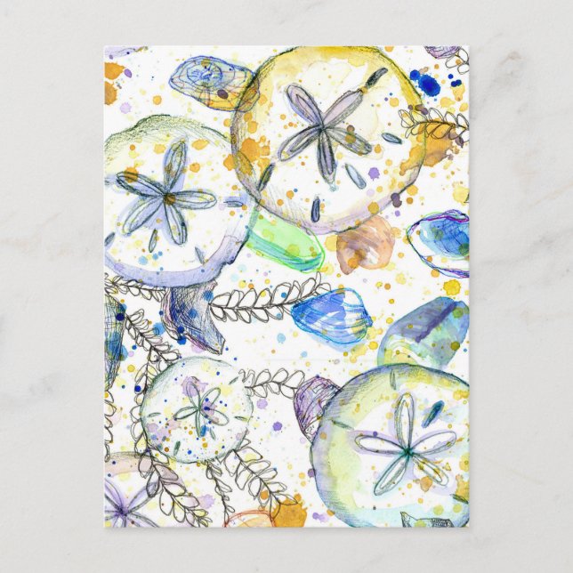Sand Dollars Seashells Ocean Sea Treasures Vykort (Framsida)