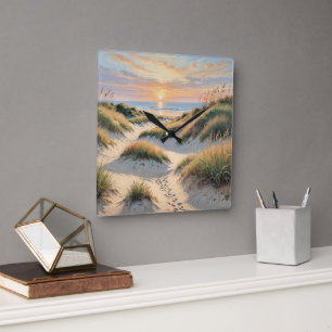 Sand Dune-avtryck Fyrkantig Klocka