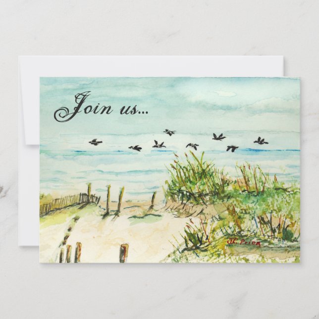 Sand Dunes and Fiskmåsar Outer Banker North Caroli Inbjudningar (Framsida)